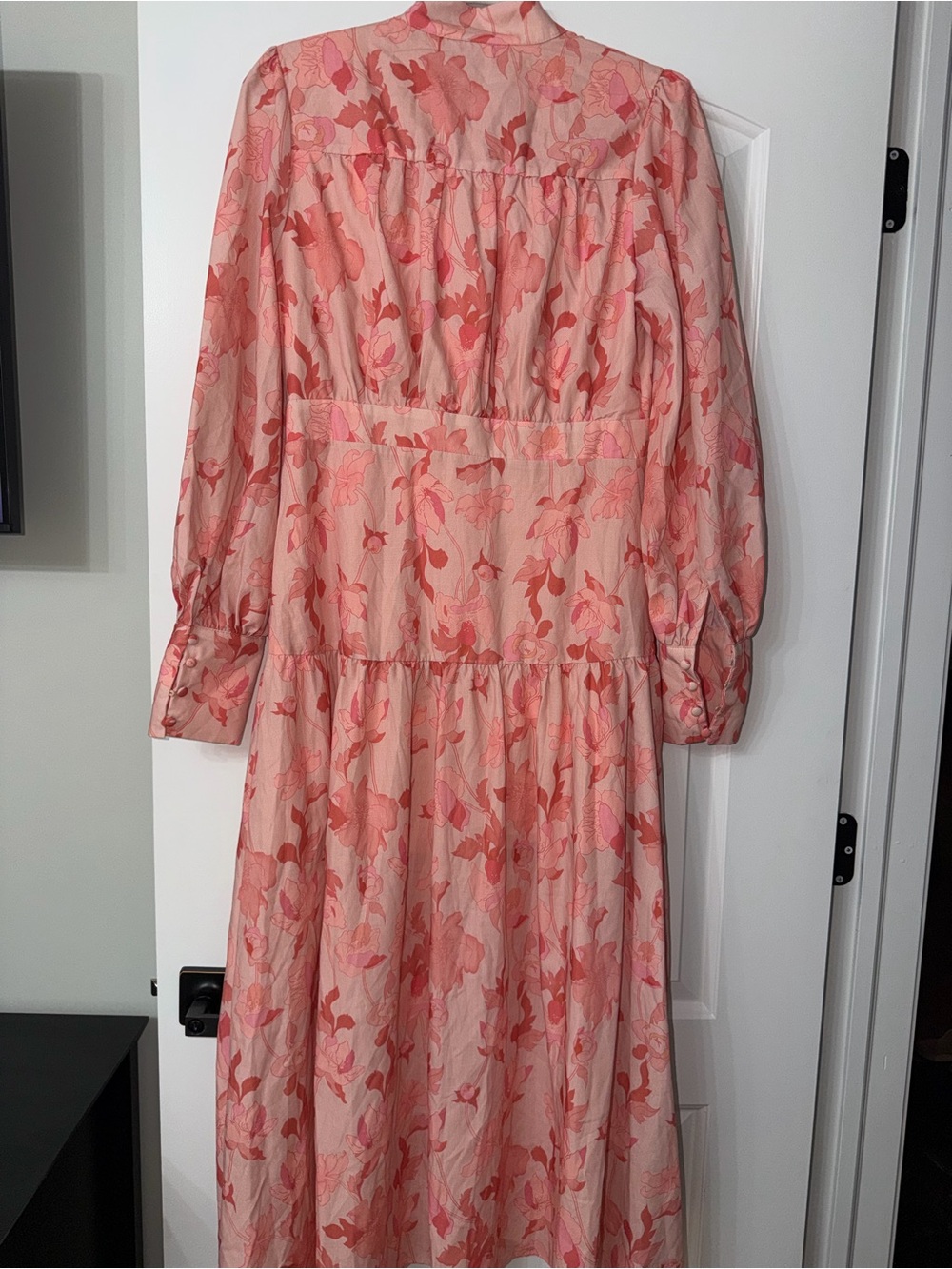 Petal & Pup Forever Print Long Sleeve Tiered Midi Dress – Pink Floral - Picture 11 of 13